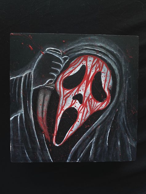 Horror Paintings Easy, Horror Artwork, Halloween Wedding, Scream, Halloween Themes, Art Decor, Darth Vader, Canvas Painting, Art Painting