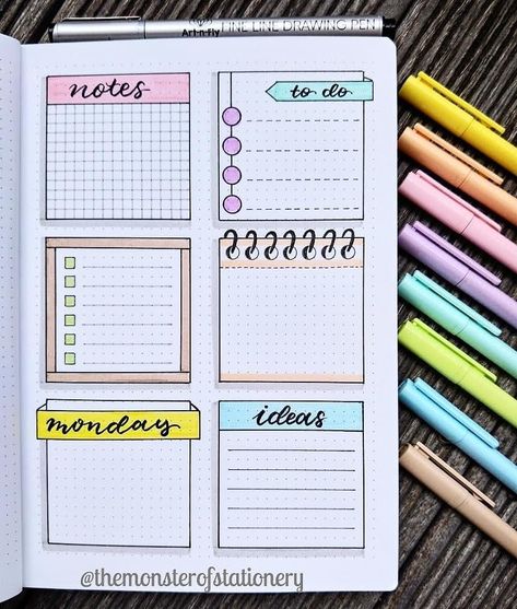 Notebook Index Ideas, Note Box Ideas, To Do List Ideas Aesthetic, Box Notes Ideas, Journaling Frames, To Do List Journal, To Do List Aesthetic, Bullet Journal Boxes, To Do Notes