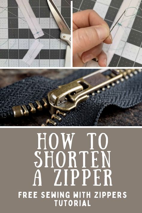 How to Shorten a Zipper when Sewing Clothing Zipper Tutorial, Sewing Clothing, Sewing 101, Ladder Stitch, Shortening, Bias Tape, Fabric Sewing, Free Sewing, Free Tutorial