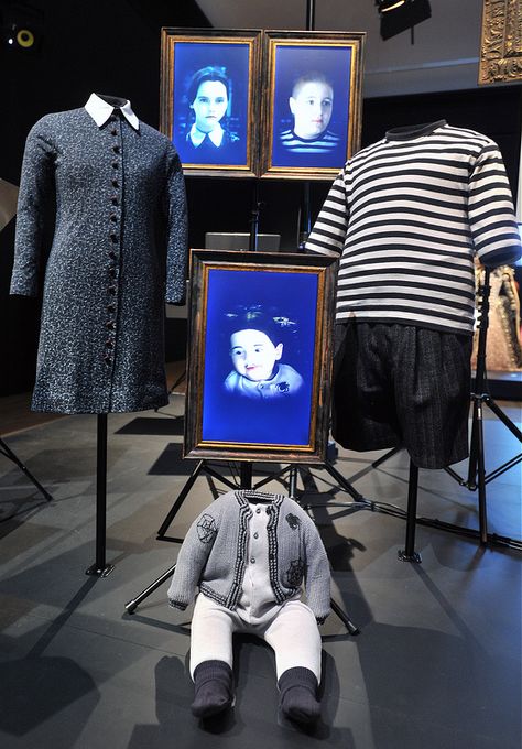 Addams Family - Christina Ricci as Wednesday, Jimmy Workman as Pugsley, Kaitlyn Hooper as Pubert Hollywood Costume - press view held at the Victoria and Albert Museum. London, England - 17.10.12 Daniel Deme/WENN.com Wednesday Pugsley, Adams Family Costume, Addams Family Musical, Addams Familie, Addams Family Costumes, Addams Family Wednesday, Hollywood Costume, Adams Family, Christina Ricci