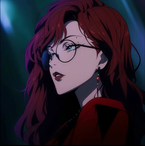 Red Hair Cartoon, Woman With Glasses, Anime Red Hair, Cyberpunk Anime, Girls With Red Hair, Pretty Drawings, Gothic Anime, Cartoon Profile Pics, Animated Icons