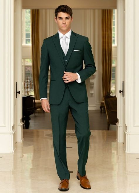 Hunter Green Color, 2025 Wedding, Suit Coat, Tuxedo Suit, Three Piece Suit, Matching Accessories, Suit Accessories, Suits Coats, Striped Fabrics