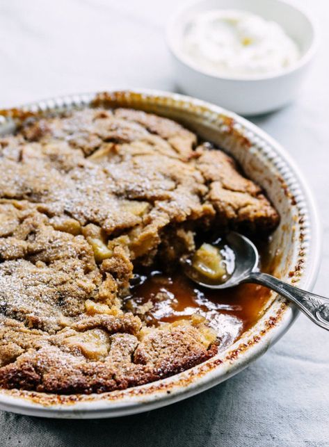 Self-saucing puddings were always the highlight of winter dinners when I was a child but I don’t remember having one as delicious as this. Winter Puddings, Pear Pudding, Almond Pudding, Pudding Cakes, Winter Dinners, Self Saucing Pudding, Roasted Apples, Winter Dinner, Pudding Cake