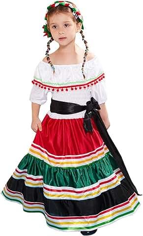 Amazon.com: Mexican Children Dress - International Shipping Eligible: Clothing, Shoes & Jewelry Mexican Skirts, Halloween Kids Costumes Girls, Traditional Mexican Dress, Halloween Skirt, Fiesta Dress, Sleeve Ruffles, Girls Long Dresses, Long Sundress, Mexican Dress