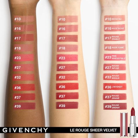 Givenchy Le Rouge Sheer Velvet, Givenchy Sheer Velvet Lipstick, Givenchy Lipstick, Olive Skin Lipstick, Best Lipstick Brand, Slay Makeup, Mac Lipstick Shades, Upper Lip Hair, Drugstore Lips