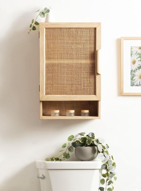 Amazon.com: Kate and Laurel Ori Transitional Cane Rattan Over The Toilet Cabinet with Door for Bathroom Storage, 15x7x24, Natural Cane Wall, Toilet Cabinet, Over The Toilet Cabinet, Tall Shelves, Storage Cubby, Rattan Wall, Over The Toilet, Transitional Cabinets, Metal Door