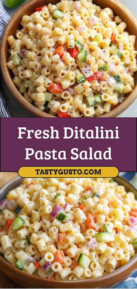 Fresh Ditalini Pasta Salad is a simple, hearty salad with ditalini pasta, fresh veggies, and a zesty Italian dressing.

2 cups ditalini pasta
1 cup cherry tomatoes
½ cup cucumber
A crowd-pleasing pasta salad for potlucks or family gatherings Ditalini Pasta Salad, Ditalini Pasta Recipes, Tube Pasta, Recipes Cucumber, Pasta Fresh, Healthy Greens, Parties With Friends, Zesty Italian Dressing, Ditalini Pasta