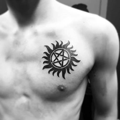 40 Anti Possession Tattoo Designs For Men - Supernatural Ideas Spn Tattoo, Supernatural Anti Possession Tattoo, Supernatural Tattoos, Anti Possession Tattoo, Supernatural Anti Possession, Pentagram Tattoo, Tattoo Png, Supernatural Tattoo, Supernatural Imagines