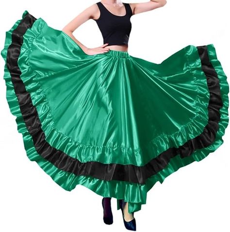 Amazon.com: BACKGARDEN Women Black Red Layers Satin Long Skirt for Spanish Flamenco Belly Dance Gypsy Mexico Ballet Folklorico Performance Costume (Red Theme) : Clothing, Shoes & Jewelry Satin Long Skirt, Spanish Flamenco, Ballet Folklorico, Red Theme, Performance Costume, Belly Dance, Long Skirt, Black Red, Top Styles