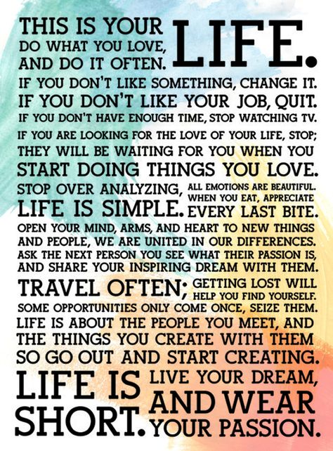 This is Your Life, Do What You Love | Creative by Nature Manifesto Poster, Appreciate Life, This Is Your Life, Nordic Wall, Trendy Quotes, Love Your Life, Good Advice, Happy Quotes, The Words