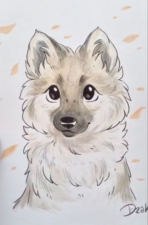 Cute Dog Drawing, Cute Animal Drawings Kawaii, Easy Drawings Sketches, Cute Doodles Drawings, Cute Doodle Art, Dessin Adorable, Cute Easy Drawings, Cute Little Drawings, Dog Drawing