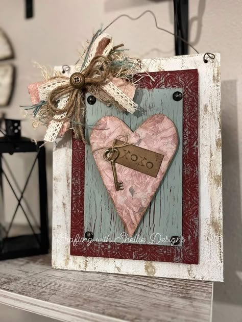 Valentine Blocks, Valentines Bunco, Valentine Craft Decorations, Vintage Valentine Crafts, Valentine Wood Crafts, Chicken Wire Crafts, Diy Crafts Vintage, Red Truck Decor, Valentine Centerpieces