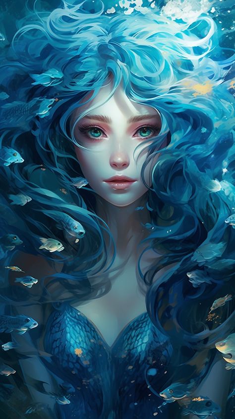 Water Nymph Art, Rebirth Art, Mermaid Portrait, Mermaid Birthday Party Food, Evelynn League Of Legends, Water Nymph, Architecture Drawing Sketchbooks, Anime Mermaid, Drawing Hair Tutorial