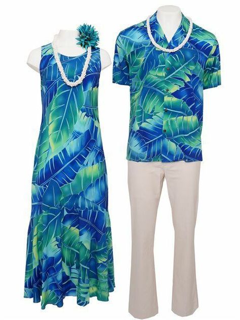 Hawaiian Style Clothes, Groomsmen Attire Beach Wedding, Matching Hawaiian Outfits, Tutorial Clothes, Hawaii Vacation Outfits, Island Clothes, Hula Dress, Tahitian Costumes, Polynesian Fashion