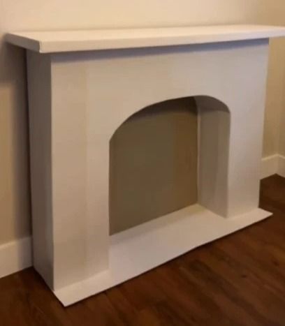 How To Make A Fire Place Out Of Cardboard, Faux Fireplace Prop, Diy Fireplace Photo Prop, Fake Cardboard Fireplace, Diy Mantel Fireplace Cardboard, Fake Fireplace Apartment, Making A Fake Fireplace, Build Fake Fireplace, How To Build A Fake Fireplace