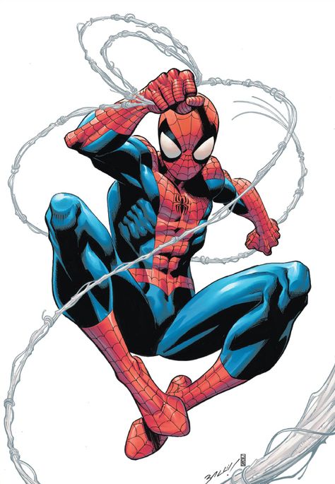 By Mark Bagley, Alejandro Sanchez Rodriguez Spiderman Poses, Mark Bagley, Drawing Superheroes, Spiderman Artwork, Spiderman Pictures, New Avengers, Ultimate Spiderman, Spiderman Comic, Miles Morales