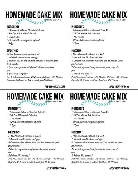 Need a cake mix but don't want to run to the store? Check out this simple Homemade Cake Mix Recipe for yellow or chocolate cake. Plus FREE Printable Labels. There are bonus gluten free instructions too! Make Your Own Cake Mix Recipes, Home Made Cake Mix Recipes, Diy Cake Mixes, Cake Mix From Scratch Homemade, Diy Cake Mix Recipes, Cakes Recipes Easy Homemade, Run Cake Recipe, Homemade Cake Mix Recipes, Simple Homemade Cake