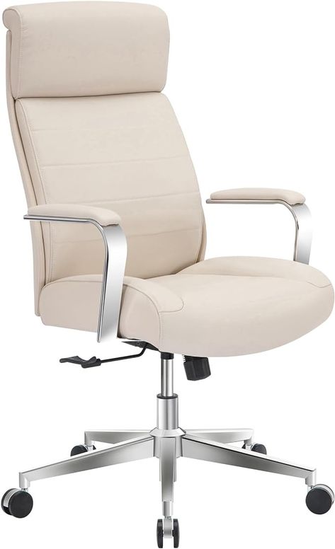 Amazon.com: Realspace® Modern Comfort Modee Vegan Leather High-Back Executive Office Chair, Sand/Chrome, BIFMA Compliant : Office Products Office Chair Aesthetic, Chairs Aesthetic, Chair Aesthetic, Executive Office Chair, Executive Office Chairs, Office Makeover, Executive Office, Executive Chair, Office Chairs