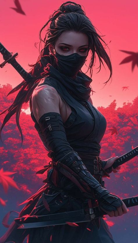 Female Ninja Assassin, Girl Assassin, Asian Warrior, Samurai Concept, Samurai Illustration, Female Ninja, Female Samurai, Dark Horror, Female Assassin