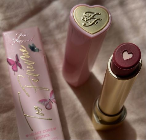 #toofaced #lipstick #makeup #pink #coquette #pinkaesthetic #prettymakeup #lips Too Faced Heart Core Lipstick, Heart Core Lipstick, Heart Lipstick, Selflove Aesthetic, Two Faced Makeup, Heart Core, Makeover Lipstick, Coquette Makeup, Too Faced Lipstick