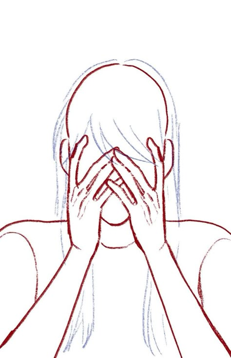 Hands On Face Pose Reference, Hand In Head Reference, Person With Hands On Face Drawing, Hands In Face Pose, Hands Covering Eyes Drawing Reference, Holding Head Reference Drawing, Hand Covering Face Drawing, Hands To Face Pose, Hands Holding Head Reference