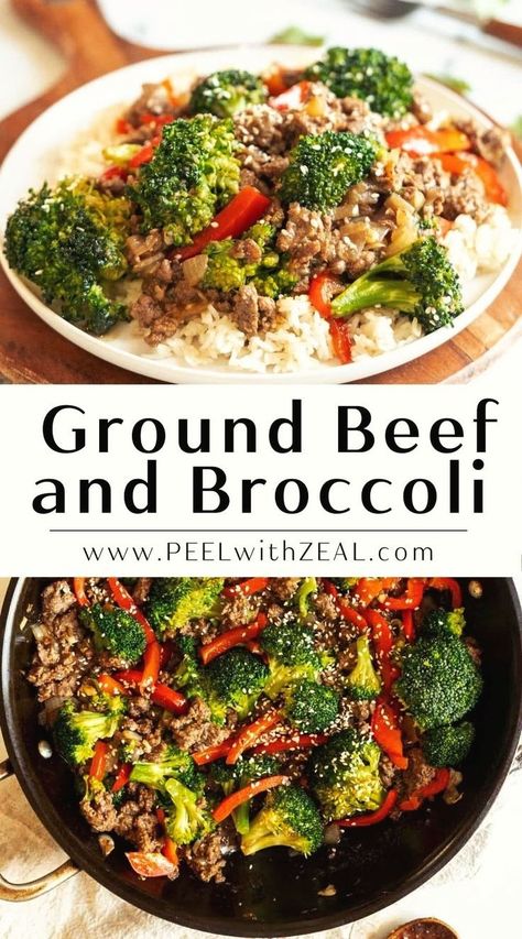 An easy and delicious ground beef and broccoli stir fry recipe! It's made with fresh broccoli, savory ground beef, and a delicious Asian-inspired sauce, this dish is a perfect choice for a quick weeknight meal.  Perfect for a ground beef dinner recipe that the whole family will love! Ground Beef Asian, Easy Dinner Ground Beef, Beef With Broccoli Recipe, Recipes Chinese Food, Ground Beef And Broccoli, Dinner Ground Beef, Ground Beef Dinner, Recipes Chinese, Easy Ground Beef