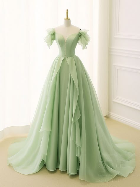 Prom Dress Green, Graduation Dresses Long, Tulle Long Prom Dress, Formal Prom Dresses Long, Green Tulle, Long Formal Dress, Formal Dresses Gowns, Ball Gowns Evening, Prom Dress Inspiration