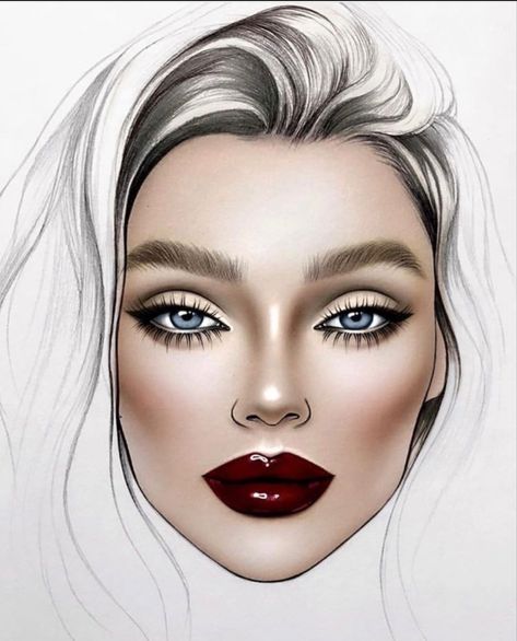 Face Rendering, Mac Face Charts, Paper Makeup, Makeup Charts, Makeup Illustration, Makeup Drawing, Drawing Eye, Makeup Face Charts, Lip Color Makeup