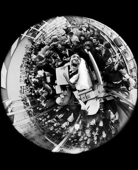 Salvador Dali at a book signing, taken with a fisheye lens, by Philippe Halsman, 1963. Fisheye Photos, Fisheye Photography, Philippe Halsman, Digital Museum, Fish Eye, Fish Eye Lens, Charles Darwin, History Pictures, Friedrich Nietzsche