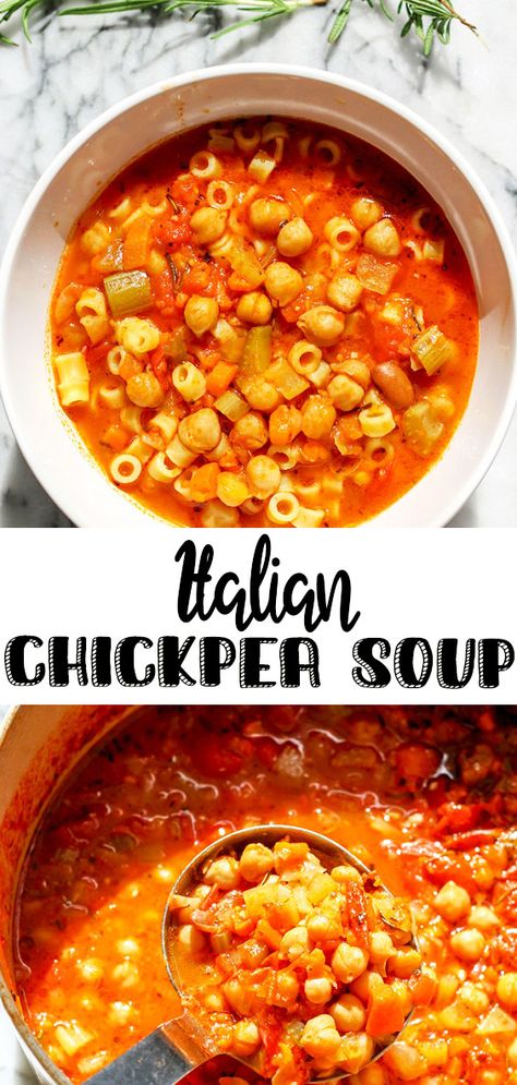 Pasta E Ceci Soup, Chickpea Recipes Healthy, Pasta Soup Recipes, Italian Comfort Food, Bean Pasta, Chickpea Soup, Tomato Broth, Chickpea Pasta, Italian Soup