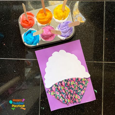 Puffy Paint Cupcake Craft - Happy Toddler Playtime Cupcake Factory Craft, Muffin Art Preschool, Cake Craft For Kids, Cupcake Craft, Cupcake Factory, Cupcake Crafts, Baking Art, Curious Kids, School Glue