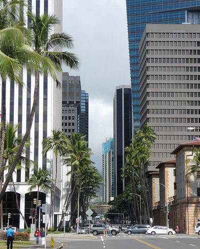 Honolulu skyline Honolulu Hawaii Downtown, Downtown Honolulu, Honolulu City, Beautiful Hawaii, Hawaii Pictures, Aloha Friday, City Skylines, Hawaii Oahu, Hawaii Usa