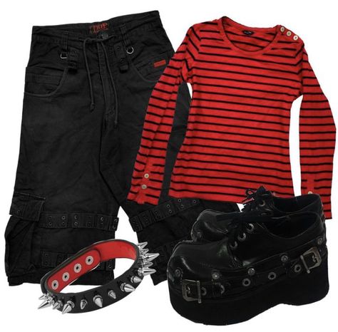 Emo Band Outfits, Emo Metalhead Outfits, Emo Fashion 2000s, Epic Clothes, Emo Fits, New Rock, Emo Outfits, Punk Outfits, Red Outfit