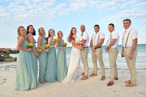 Simple Beach Wedding Ideas Groom Attire, Sage Beach Wedding, Beach Wedding Groomsmen Attire, Sage Green Beach Wedding, Destination Wedding Outfits, Beach Wedding Turquoise, Sage Bridesmaids, Groomsmen Attire Beach Wedding, Groom Colours