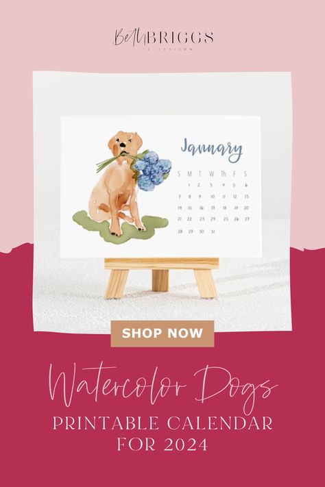 Get ready to brighten up your 2024 with my delightful Dogs and Flowers calendar! Instantly download this charming calendar featuring original pup inspired illustrations, available in two sizes. Let the joy of adorable dogs and blooming flowers accompany you throughout the year. Dogs And Flowers, Beth Briggs, Watercolor Dogs, Dog Calendar, Adorable Dogs, Watercolor Dog, Printable Calendar, Blooming Flowers, Cute Dogs