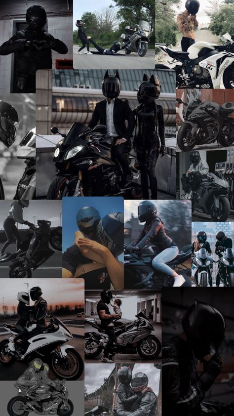 🖤 sorry for not posting! #fashion #aesthetic #wallpaper #couple #biker #motorcycle #cute #black #greyscale Aesthetic Wallpaper Couple, Motorcycle Cute, Fashion Aesthetic Wallpaper, Moto Wallpapers, Biker Couple, Motorcycle Couple, Biker Photography, Motocross Love, Biker Photoshoot