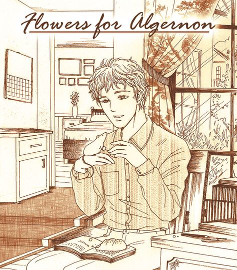 Remake cover manga style of a good novel by Daniel Keyes. "Flowers for Algernon" Flowers For Algernon Fanart, Flores Para Algernon, Cover Manga, Flowers For Algernon, Best Novels, Manga Style, Manga Anime, Avatar, Male Sketch