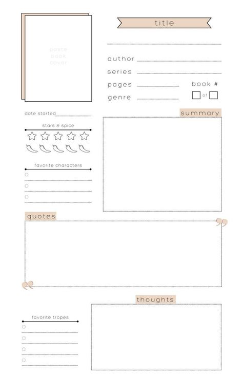 Book Review Layout, Book Rating Template, Book Log Template, Booktok Journal, Reading Journal Template, Book Rating, Books Journal, Book Tropes, Minimal Template