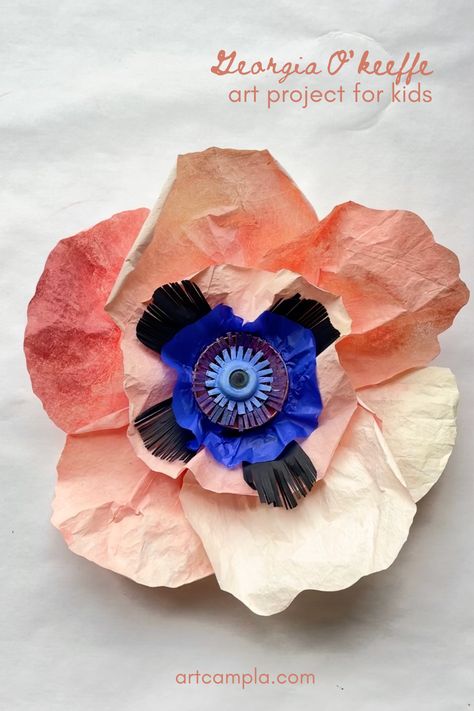 George Okeefe, Flower Art Project, Georgia O'keefe Art, Art Docent, Elementary Lessons, Spring Art Projects, Art Project For Kids, Artist Study, Montessori Art