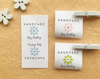 Handmade labels for sewing | Etsy Tags For Handmade Items, Label Printing Machine, Custom Clothing Labels, Product Tags, Sewing Labels, Fabric Labels, Numbers Font, Leather Label, Clothing Tags