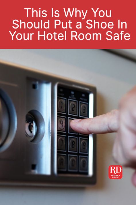 Hotel Room Hacks, Hotel Safety, Hotel Hacks, Hotel Safe, Room Hacks, Hanger Clips, Travel Notes, Security Tips, Readers Digest