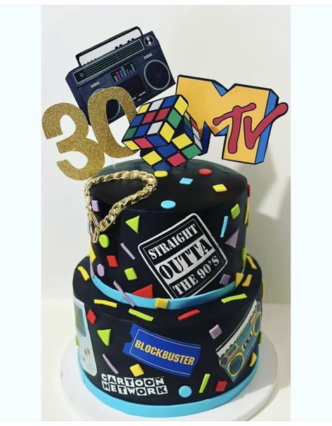 90s Theme Party Cake, 90s Cake Birthday, 90s Theme Birthday Cake, Mens 30th Birthday Cake, 90s Theme Cake, Jordans Cake, 90s Birthday Cake, 90s Cake, 30th Birthday Cakes For Men