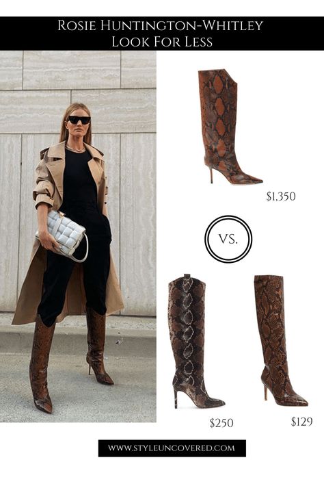 Rosie Huntington-Whiteley Brown Snakeskin Boots for Less Brown Snake Skin Boots Outfit, Brown Snake Boots Outfit, Snake Skin Booties Outfit Fall, Brown Snakeskin Boots Outfit, Snake Boot Outfit, Snake Skin Boot Outfit, Snake Skin Boots Outfit, Brown Snake Skin Boots, Snake Print Boots Outfit