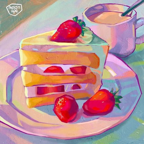 Candy Painting, Dessert Painting, Orca Art, Cake Painting, Food Art Painting, Digital Brushes, Thick Paint, Colorful Desserts, 귀여운 음식 그림