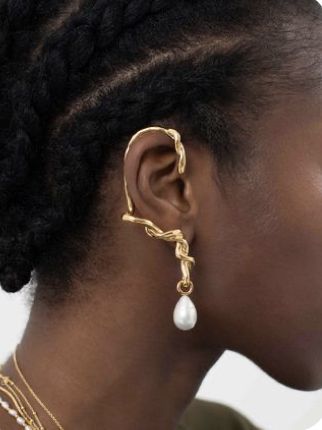 Silver Ear Cuffs, Pearl Shop, Silver Ear Cuff, Jewelry Lookbook, Ear Cuffs, Jewelry Photography, Pearl Charms, Recycled Gold, Jewelry Inspo