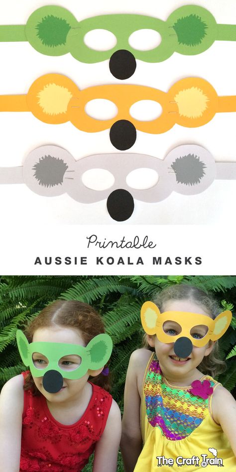 Aussie koala masks | The Craft Train Australia Day Craft Preschool, Australia Day Celebrations, Australia Crafts, Masks For Kids, World Thinking Day, Animal Crafts For Kids, Animal Activities, Australia Day, Animal Masks