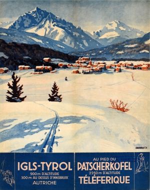 Igls Tyrol Patscherkofel 1931 - original vintage ski and winter sport travel poster fold out brochure for Igls-Tyrol by O.W. Hengst listed on AntikBar.co.uk Switzerland Art, Posters Decor, Vintage Ski Posters, Ski Vintage, Ski Poster, Swiss Travel, Poster Advertising, Tourism Poster, Swiss Chalet