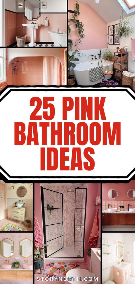 Save this pin for a burst of color in your bathroom! Explore these trendy pink decor ideas to transform your space. #PinkBathroom #HomeDecorIdeas #BathroomDesign Gold And Pink Bathroom Ideas, Dark Pink Bathroom Ideas, Colourful Bathroom Ideas, Soft Pink Photo, Creative Bathroom Storage Ideas, Pink Bathroom Ideas, Pink Decor Ideas, Organic Bathroom, Colourful Bathroom