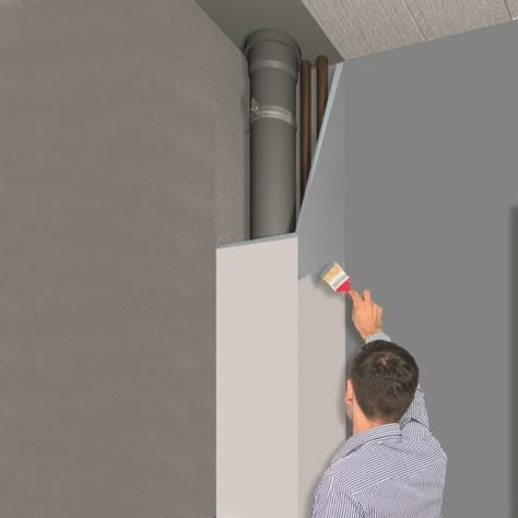 Hiding Pipe Work with Nicobond - Professional Builder Hide Pipes On Wall Cover Up, Bathroom Pipes Cover Ideas, Hiding Pipes On Wall, Hiding Plumbing Pipes On Wall, Hide Pipes In Bathroom, How To Hide Ac Pipes In Room, Pipe Covering Ideas Outdoor, Ideas To Cover Pipes On Wall, How To Hide Pipes On Wall