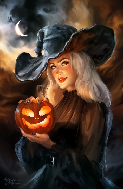 ArtStation - Happy Halloween 2020, Madeleine Bellwoar Halloween Witch Art, Witch Pictures, Groot Marvel, Fantasy Witch, Witch Tattoo, Beautiful Witch, Halloween Artwork, Gothic Horror, Halloween Photos